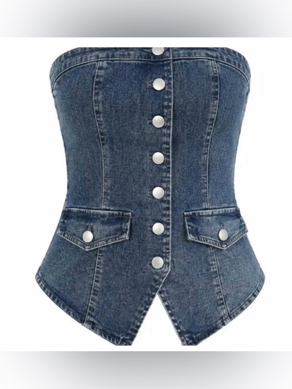 Claudia Denim button up tube top | Large